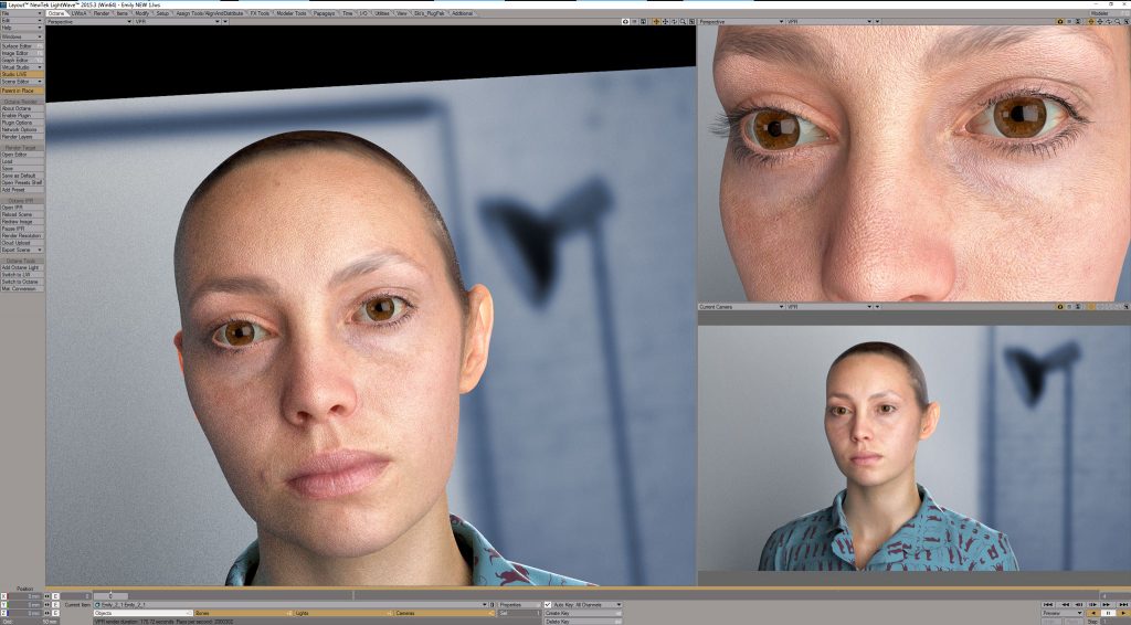 skin shader, realistyczna postać 3D, SSS, Skin 3D.